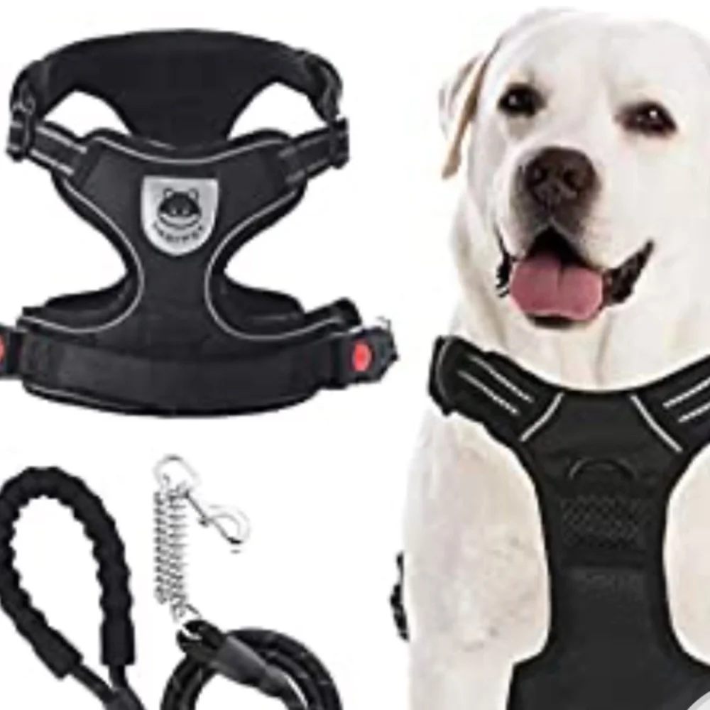 No Pull Dog Harness Leash Set, Reflective Adjustable Soft Padded Dog Vest